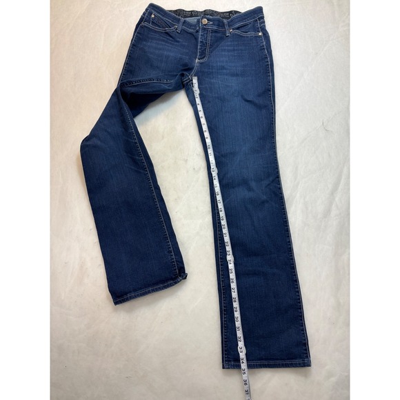 Q-Baby No Gap Waist Jeans Women Dark Wash Bootcut Stretch Size 11x36 - Picture 2 of 8